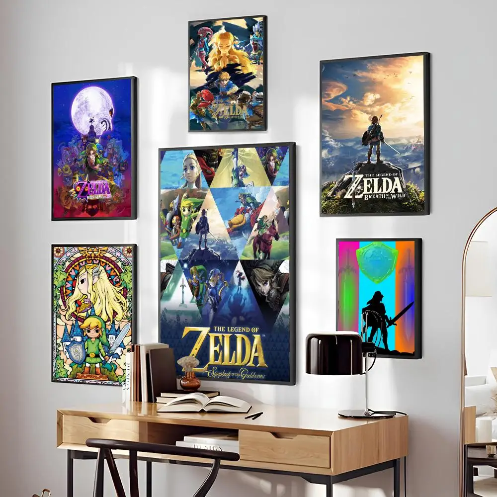 2023 Legend Video Game Poster Canvas Painting Zeldas Self-adhesive Art Waterproof Paper Sticker Coffee House Bar Room Wall Decor