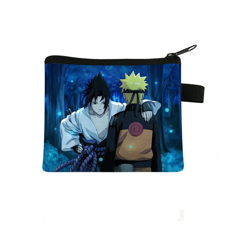 Naruto Coin Wallet Cartoon Print Handbag Sasuke Mini Storage Bag Headphone Case Loose Change Card Bag Student Gift