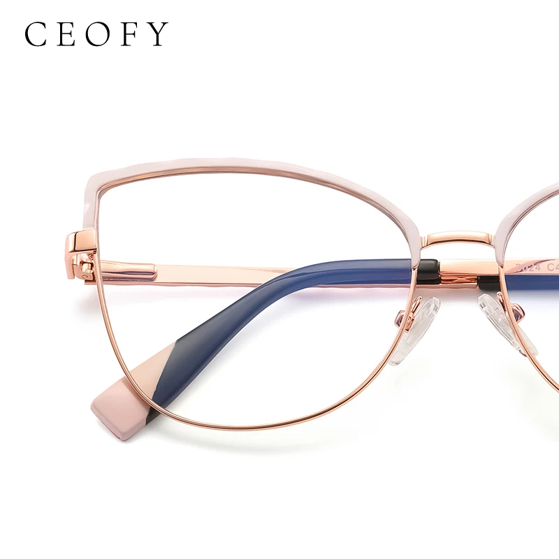 Ceofy Women Retro Cateye Eyeglasses Frames Lady Vintage Optical Myopia Prescription Glasses Frame High Quality 3024