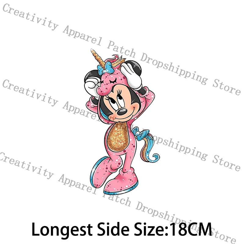 Mickey Minnie Mouse Animal Pattern Patches for Clothing Women Kids DIY T-shirt Garment Accessory Heat Transfer Patch Kawaii Gift