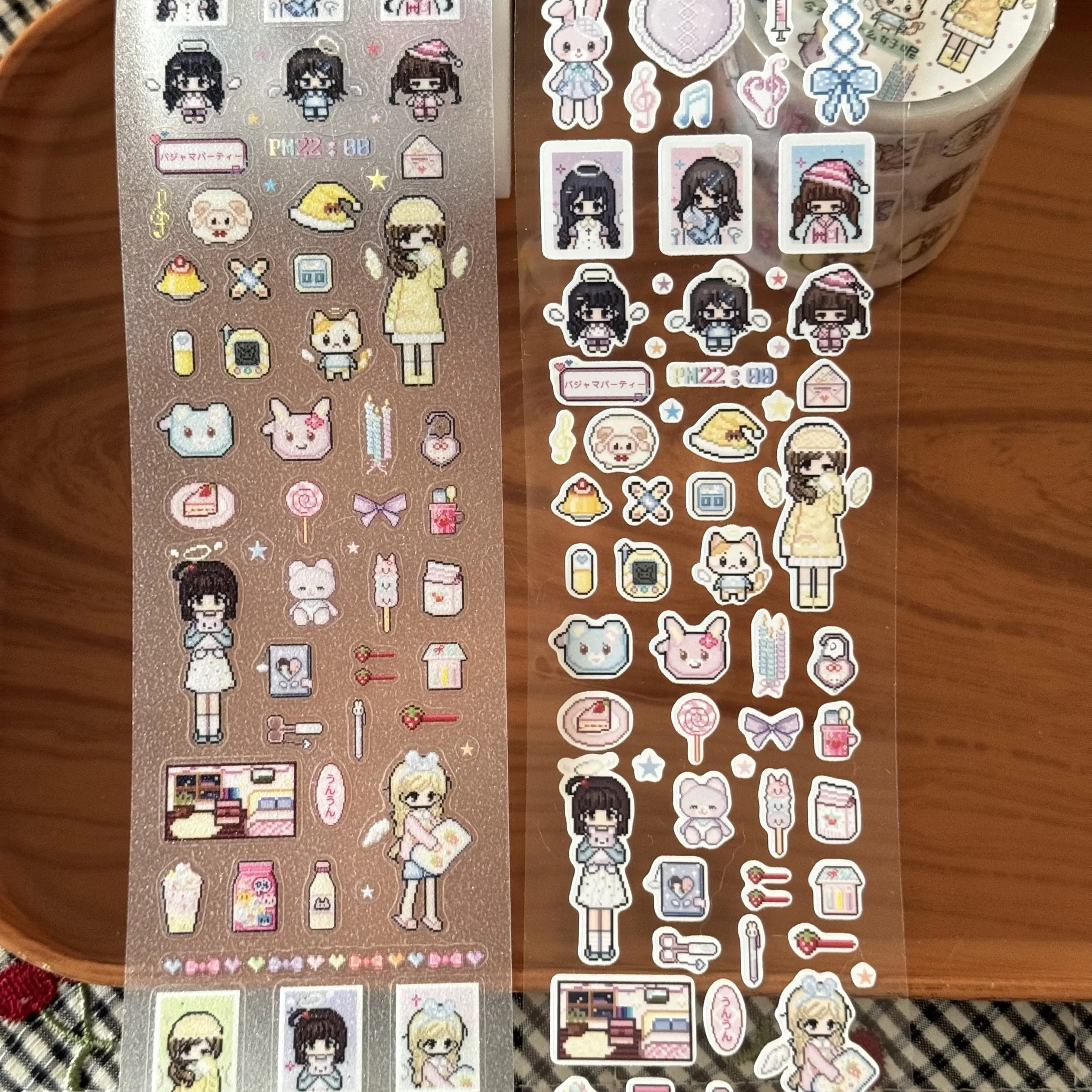 Korean Cute Pixel Angel Pajama Party Die cut Sticker DIY Deco Card Journal Scrapbooking Photo Card Phone Case Collage Supply