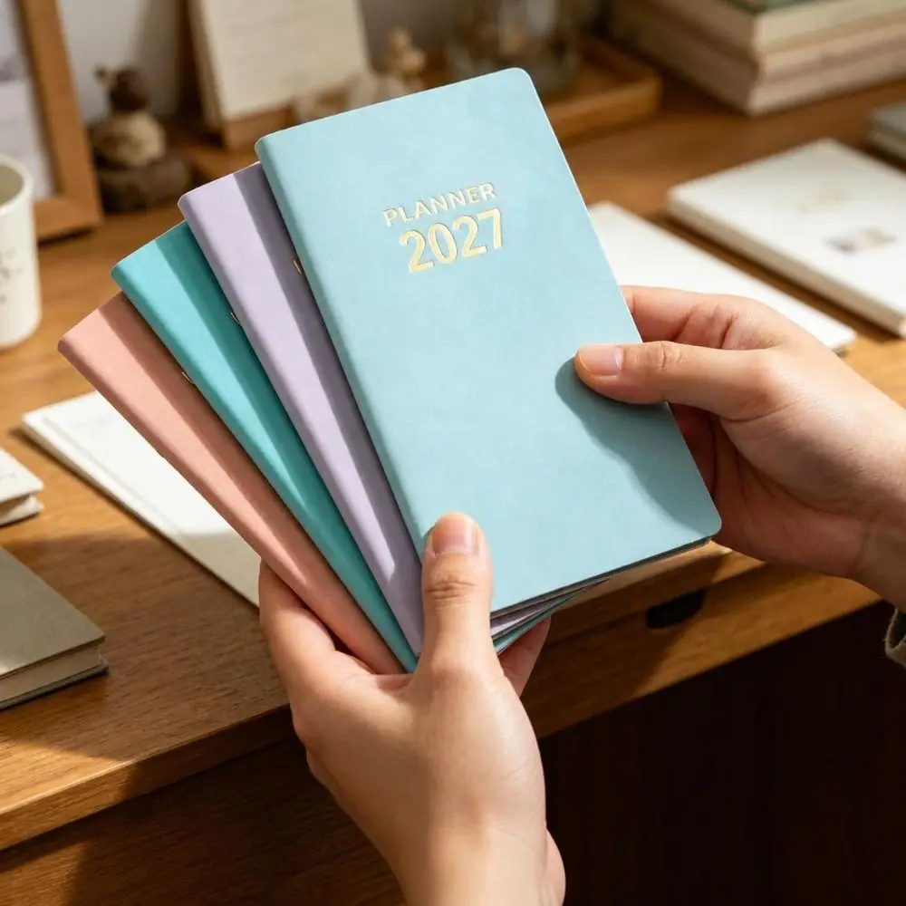 Portable A6 2027 Schedule Book To Do List Textured PU Daily Planner Book Planner Reminder Planner Notebook Gift Giving