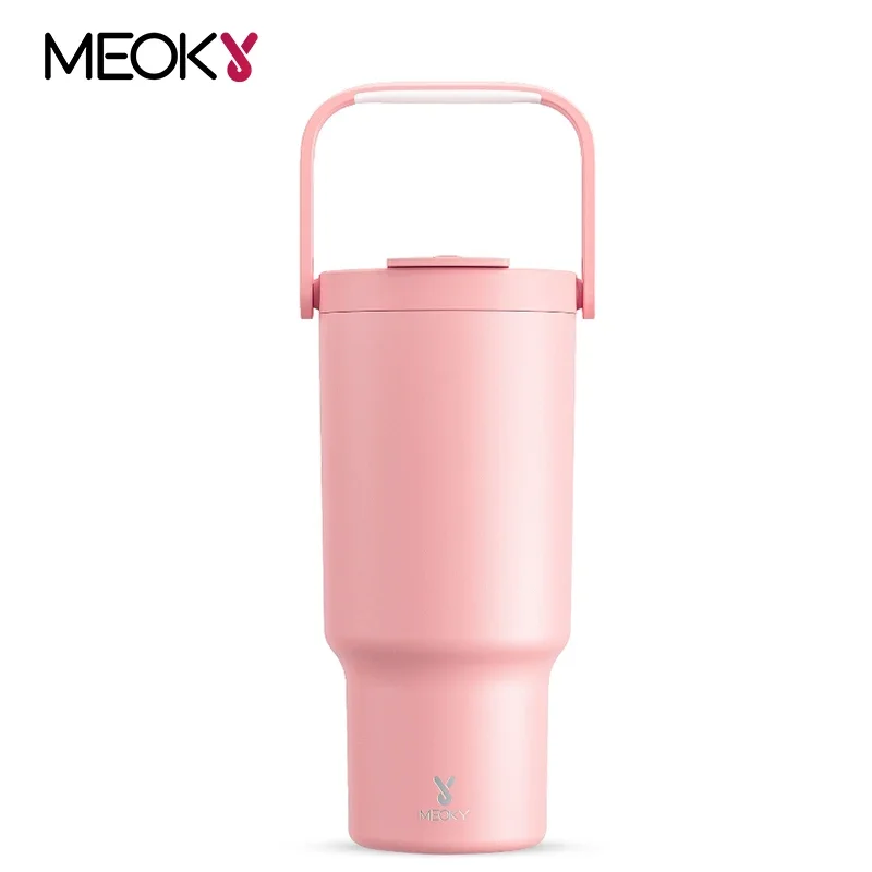 

Meoky 32oz/946ml Cup Tumbler with Handle Lids Stainless Steel Coffee Car Mug Pink Water Bottle Large Capacity Vacuum Thermoses