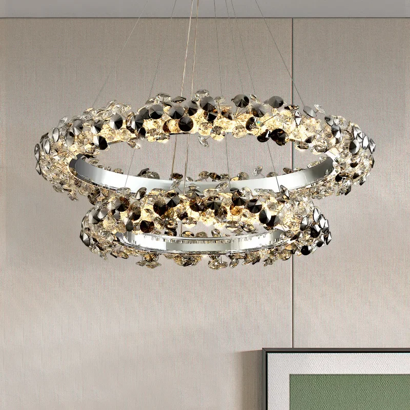 Imagem -05 - Simple Mix And Match Crystal Chandelier Luzes Decorativas para Sala de Estar Aço Inoxidável Ilha Brilhante Luzes Led Luxo