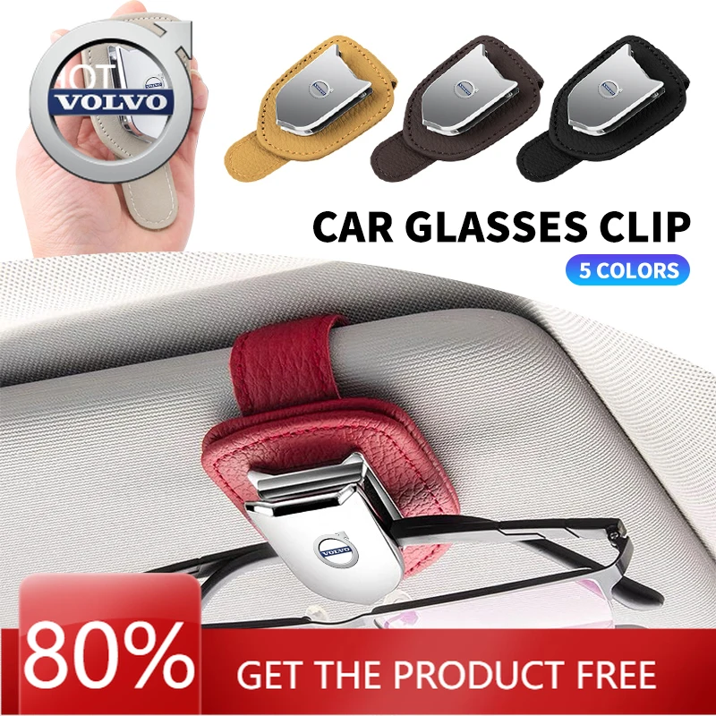 

Emblems 2026 New For Volvo Metal Car Mounted Sun Visor Glasses Clip Sunglasses Card Holder For Volvo R Design Xc60 V60 S60 V40 V