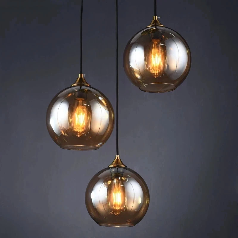 Dropshipping Nordic LED Ceiling Pendant Lamp Glass Ball Pendant Lights Living Room Restaurant Home Decor Hanging Light Luminaria