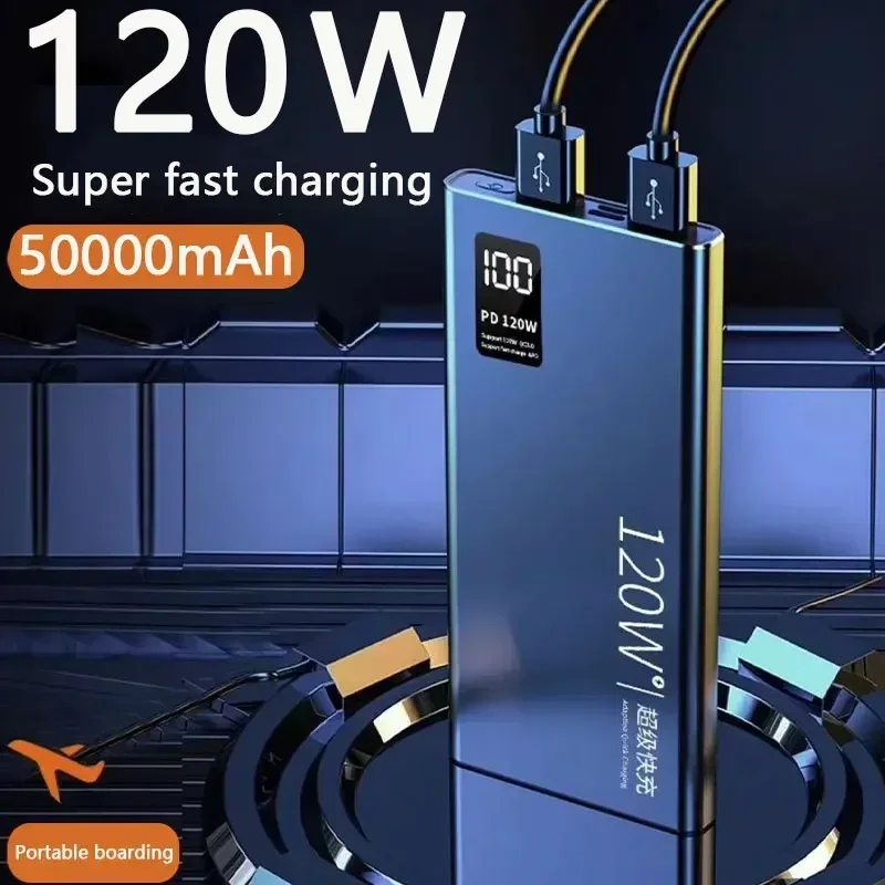 

120W Super Fast Charging Power Bank 50000Amh Power Bank Compact Upgraded Portable Power Bank Suitable for Xiaomi Huawei Samsung