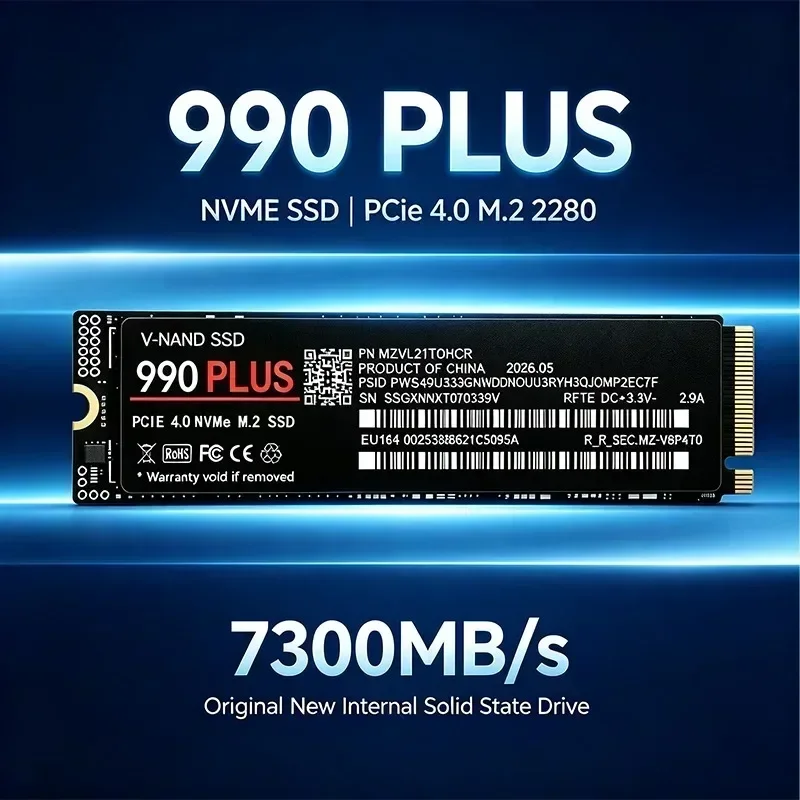990 Plus M.2 NVMe PCIe 4.0 SSD 500GB/1TB/2TB/4TB 7300MB/s Read Speed Solid State Drive For PS5 Gaming Laptop Desktop