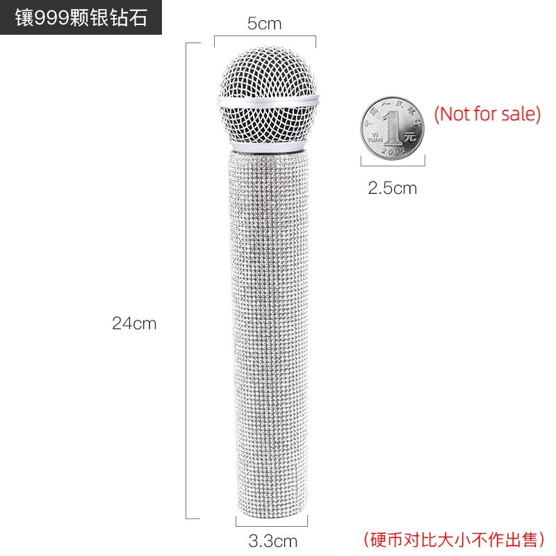 Factory Artificial Plastic Mic handheld Fake Microphone with Diamonds Prop mic Toy for Training show video for kids