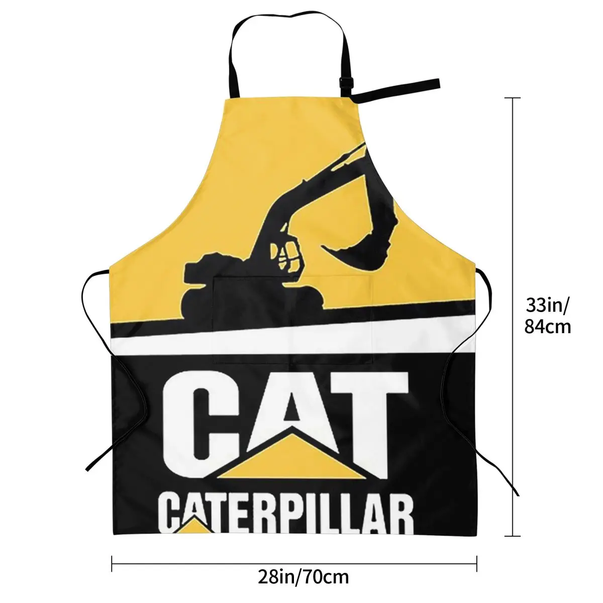 Cat-caterpillar Logo Apron Chef Cooking Cuisine Tablier Sleeveless Bib Kitchen Cleaning Pinafore for Women Men Gardening