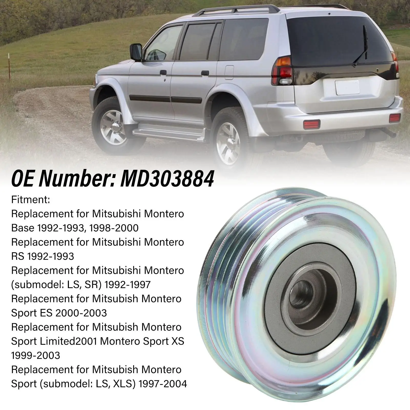 MD303884 Metal Alloy Perfect Fit Drive Tensioner Pulley Power Steering Tensioner Pulley for car