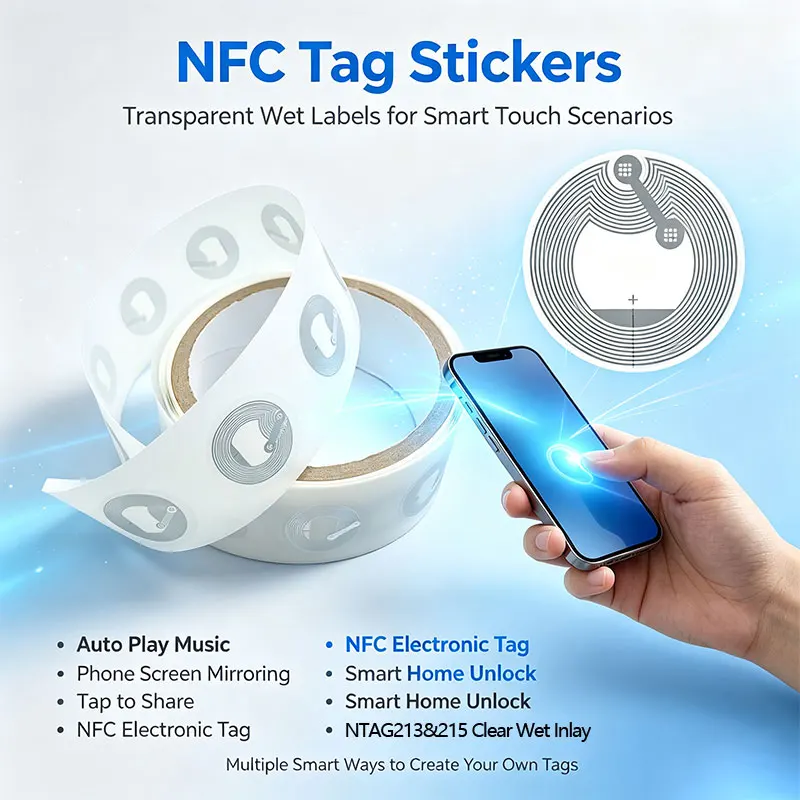 NFC Electronic Tag 215 Transparent Chip Sticker 213Ntag Quick Commands Music Wall Touch Sensor WiFi Connection Auto Play