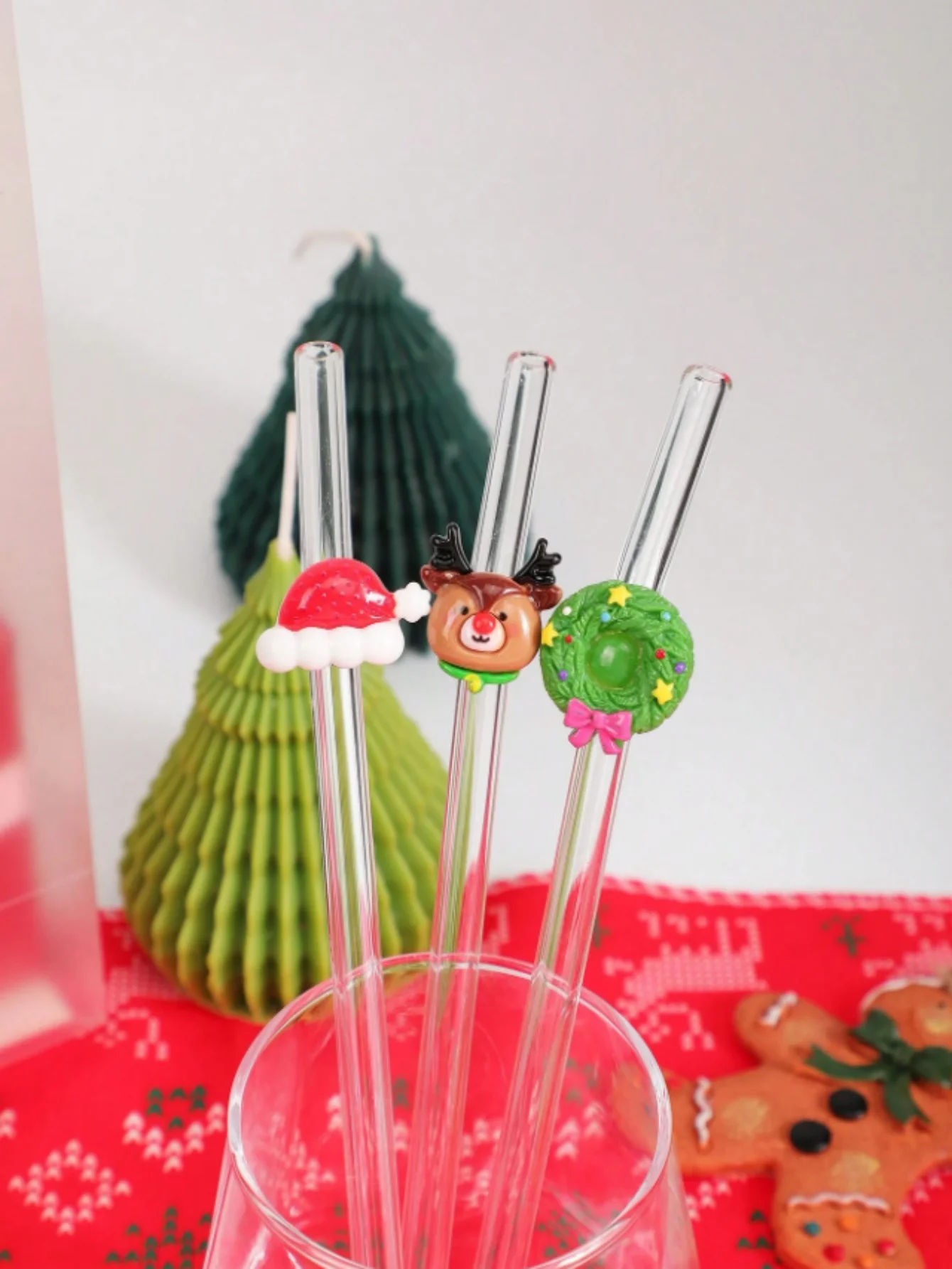 1/5 قطعة من شفاطات زجاجية لطيفة للعطلات وعيد الميلاد، أكواب مشروبات قابلة لإعادة الاستخدام، مثالية للحفلات والمشروبات الباردة والمياه الفقاعية والتجمعات المنزلية #4