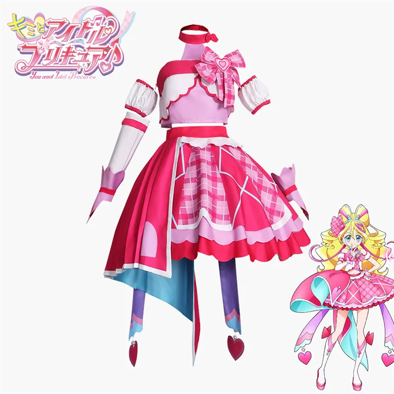 

You and Idol Precure Sakura Uta Adult Cosplay Costume Dress Skirt Socks Wrist Hair Accessories Carnival Stage Party Outfits