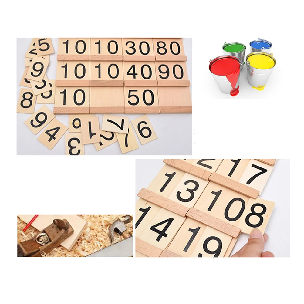 Toy Puzzle Child Kids Children's Toys Educational Toddler Wooden Bamboo Color Beads Bar Math for