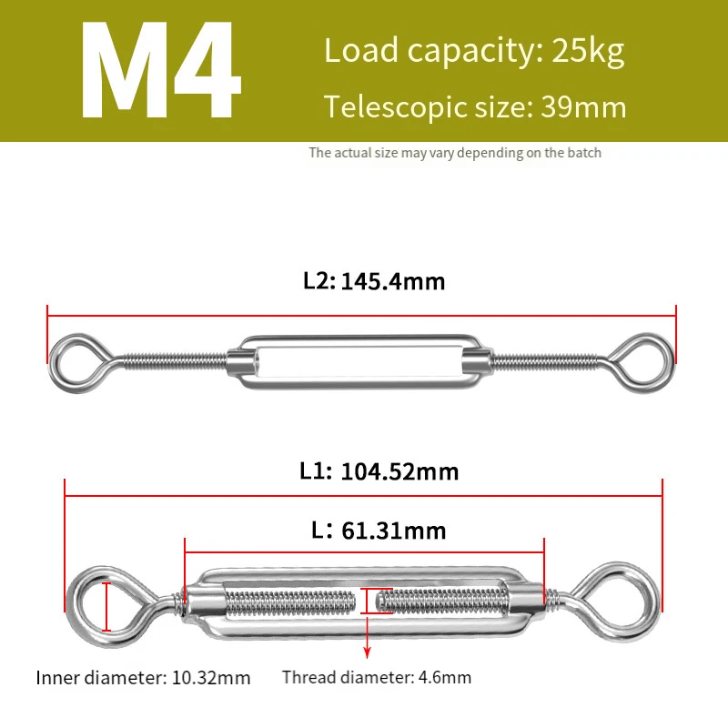 316 Stainless Steel Flower Basket Screw M4 M5 M6 M8 M10-M20 Rotate Chain Wire Rope Tensioner Bloom Bolt Tension Turnbuckle 1Pcs