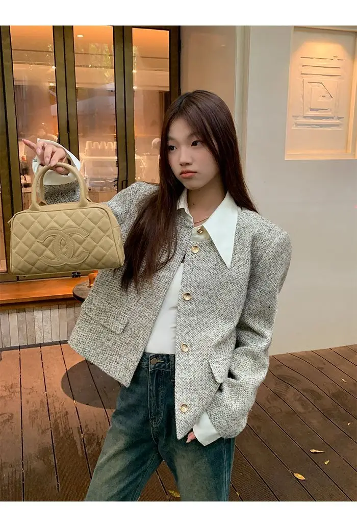 

Твидовый жакет высокого качества для женщин: весна-лето, дышащий, для фитнеса, активного отдыха, легкий, модный, подходит для молодых офисных сотрудниц.