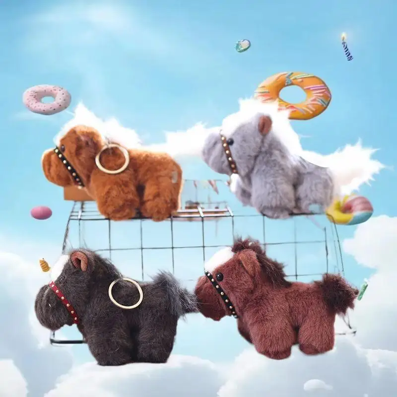 

15cm Cartoon Horse Keychain Plush Doll Soft Stuffed Dog Backpack Bag Pendant Keyring Girl Women Gift