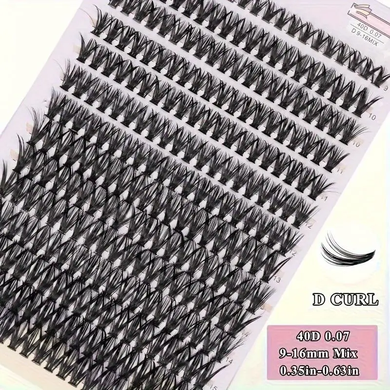 280 pz 40D 9-16mm Mix D capelli ricci cluster occhio nero occhio personale nero morbido naturale ciglia finte personali FAI DA TE ciglia