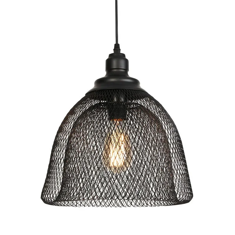 Imagem -05 - Nordic Rural Iron Art Lustre Loft Retro Restaurante Iron Art Única Cabeça Mesh Cover Pendant Light para Sala de Estar