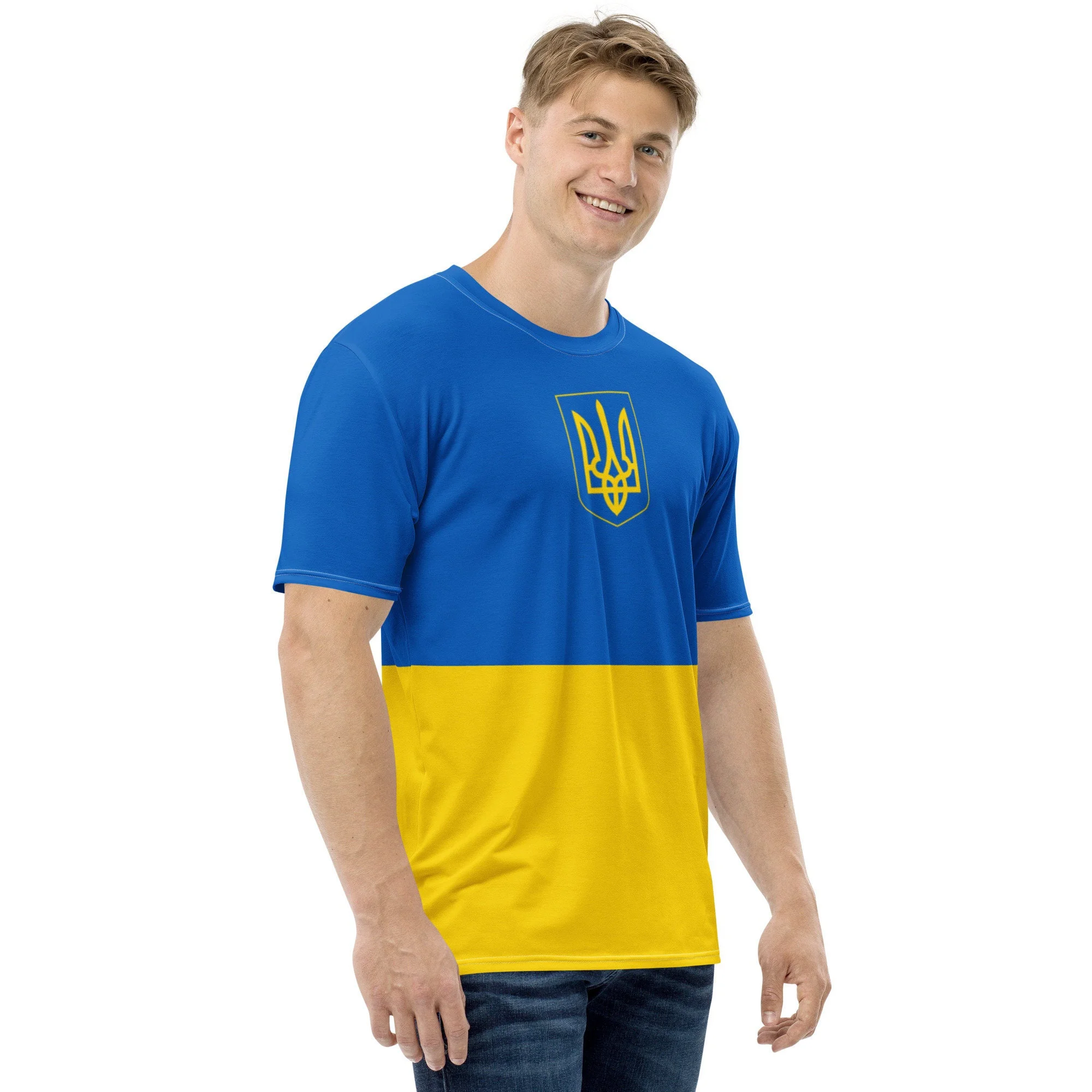 2022 Summer New Fashion Ukraine Flag Printed Mens T Shirts Oversized Loose Clothes Vintage Short Sleeve Personality Tee