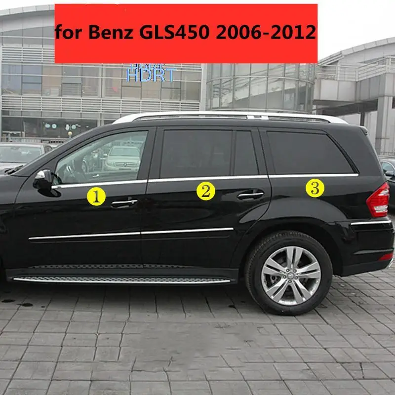 

For Mercedes Benz GLS450/350/300/550/400 Window Bottom Trim Molding Cover Strip Stainless Steel 6pcs