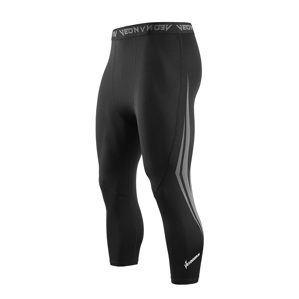 Mens 3/4 Compression Pants Tights Leggings Baselayer Running Tights Athletic Workout Active Sports Athletic Running Pants