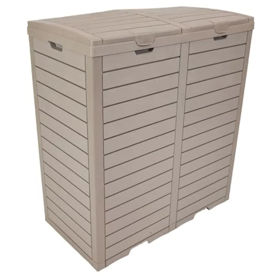 

Sunnydaze 78-Gallon Patio Trash Can with Lid - Outdoor Garbage Can with Drip Trays - Weather-Resistant Resin