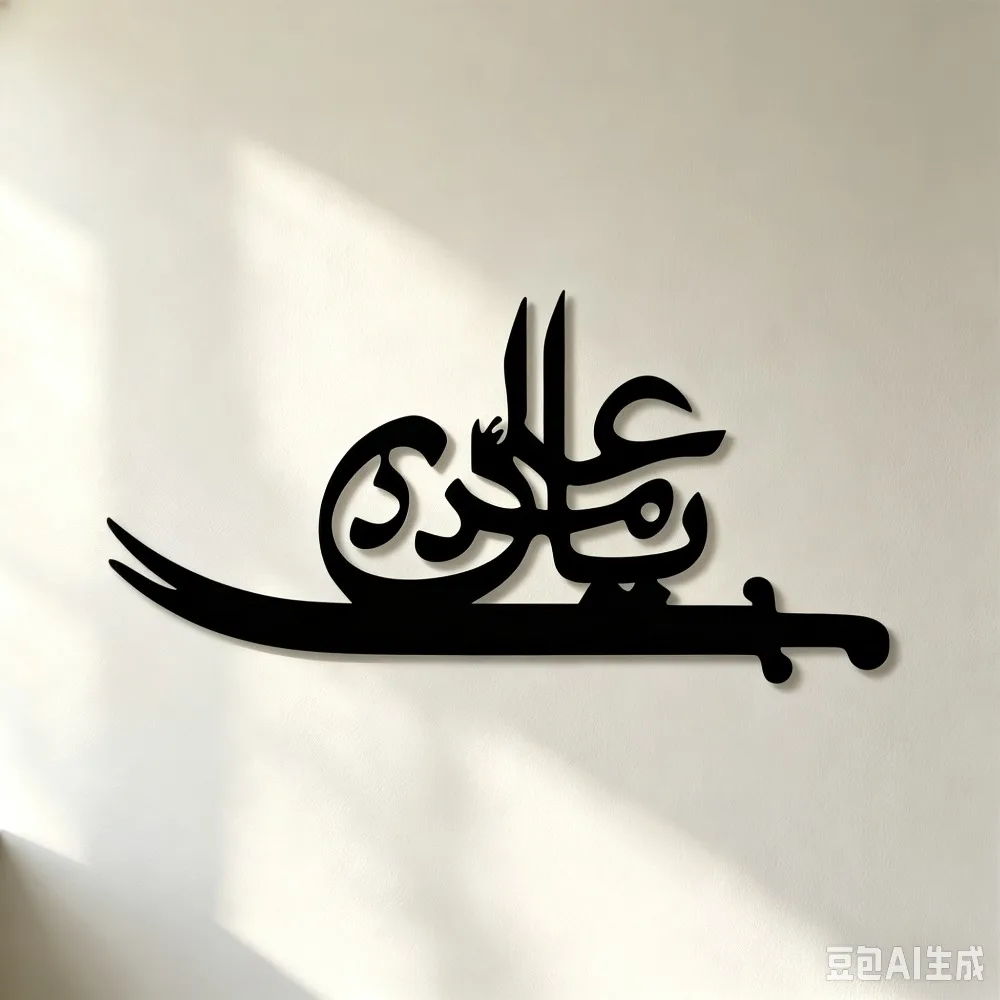 CIFBUY Iron Wall Art Elegant Arabic Sword Calligraphy Metal Home Decor Hanging Decor Minimalist Rustic Accent Interior