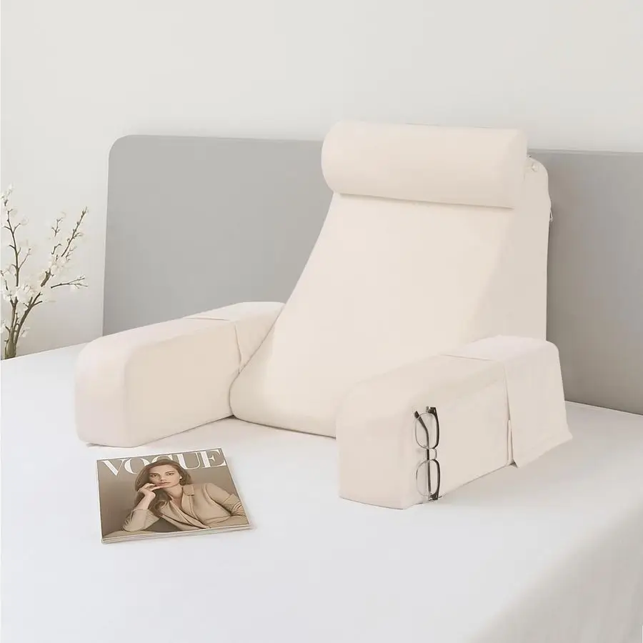 

19, подушка для спины для сидения в кровати, большие карманы и съемный чехол, который можно стирать, кресло для чтения для просмотра телевизора, игровой планшет