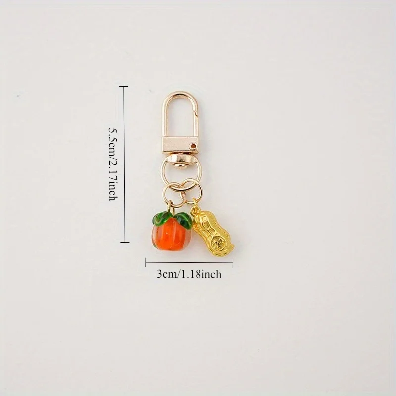 Persimmons Peanuts Everything Goes Smoothly Cute Keychains Women's Pendants Car Accessories Persimmons Mobile Phone Accessories