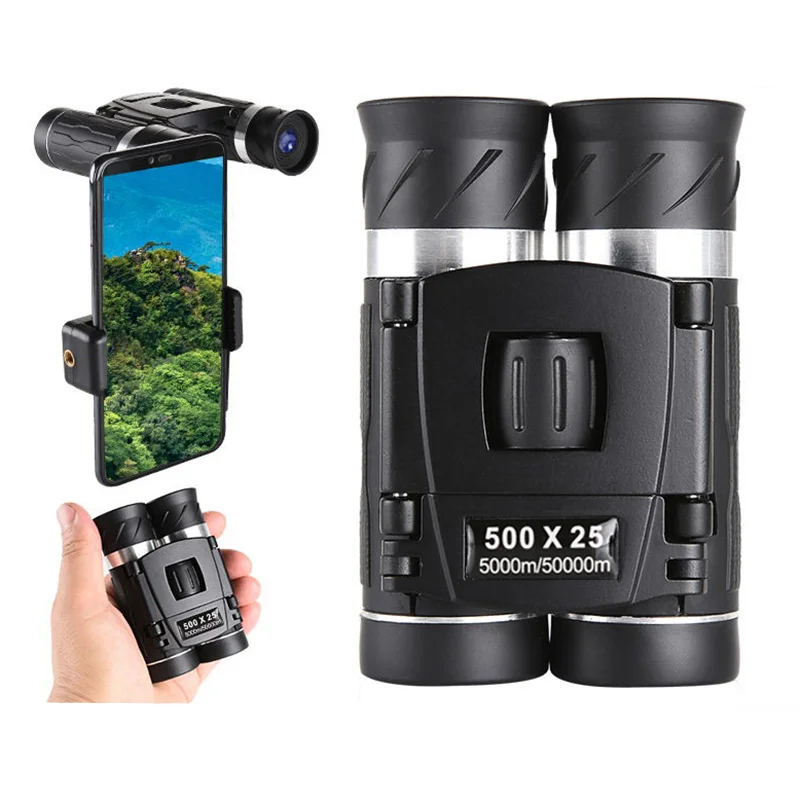 500X25 Portable Hd Zoom 5000M/50000M Binoculars Telescope Powerful Folding Long-Distance Vision Hunting Outdoor Camping Sports