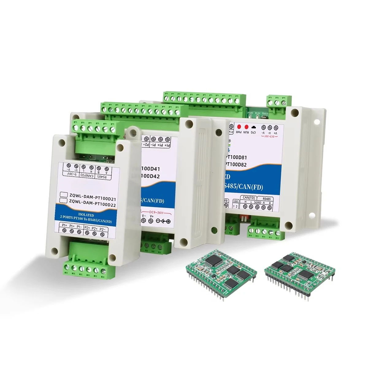 Industrial 2/4/8-Channel RTD Temperature Module, Isolated PT100 Data Logger with CAN FD/RS485 Communication