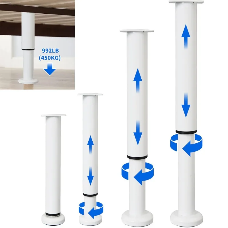 

4 Pcs Adjustable Height Bed Support Furniture Legs [with Screws] for Bed Frame, Metal Adjustable for Bed/Sofa/Cabinet/Couch