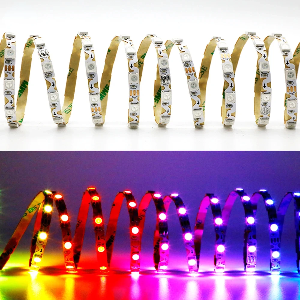 5Meters WS2812/SK6812 Flexible S Shape Led Strips Light for 60/84leds/M 6mm Addressable Full Color RGB LED Pixels Tape DC5/12V