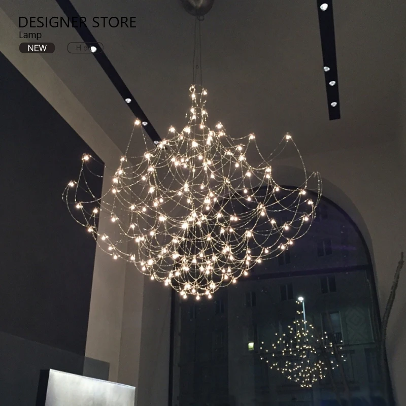 

Italian Postmodern Crystal Duplex Villa LED Pendant Light Luxury Living Room Dining Room Firefly Bedroom Pendant Light