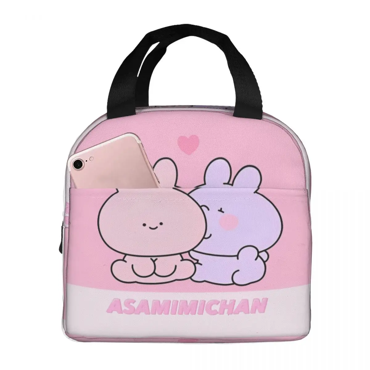 Asamimichaan Asleep Cartoon Insulated Lunch Bag High Capacity Kawaii Asamimi Reusable Cooler Bag Tote Lunch Box Picnic Men Women