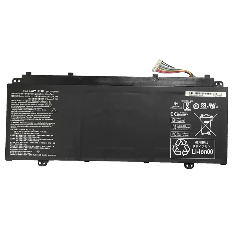 

AP15O3K Laptop Battery for Acer Aspire S13 S5-371 S5-371-52JR S5-371-76WD S5-371T S5-371T-57WW N16C4 11.25V 45.3Wh/4030mAh