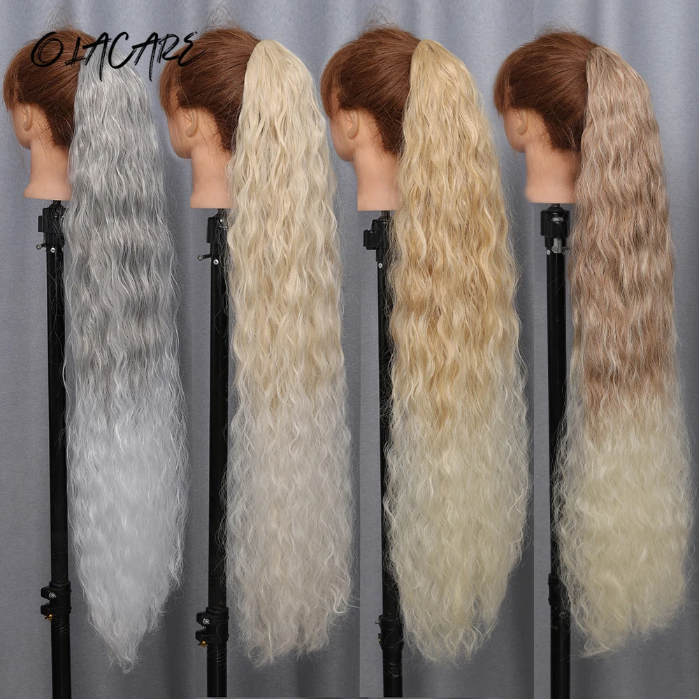 

36-дюймовый синтетический длинный кудрявый накладной хвост на резинке с завязками, из термостойкого волокна, для женщин