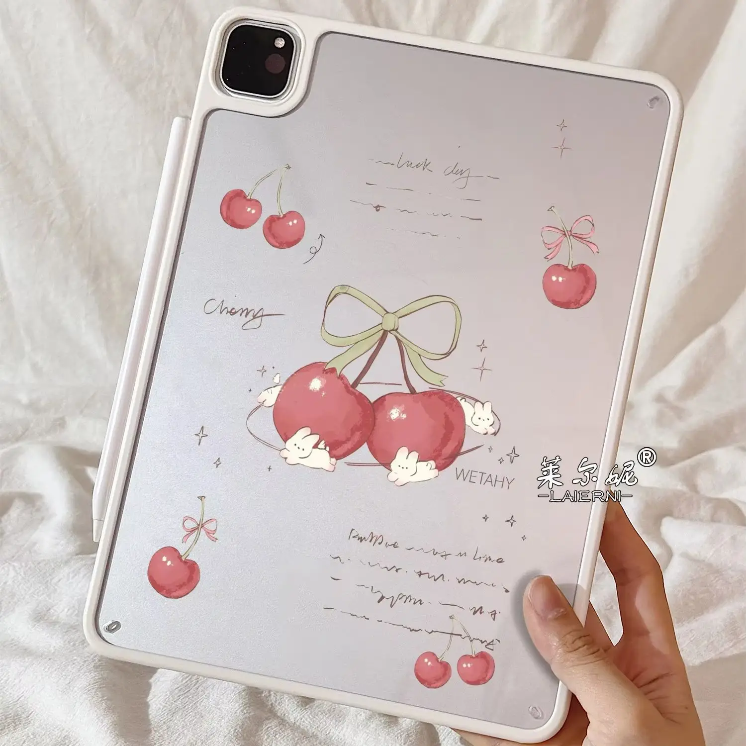 

Korean Ins Gift Cherry Rabbit Y2K Clear Cover For iPad Pro 13 11th M5 M4 12.9 A16 10 8 7 9th 10th Air 11 M2 M3 Mini Tablet Case