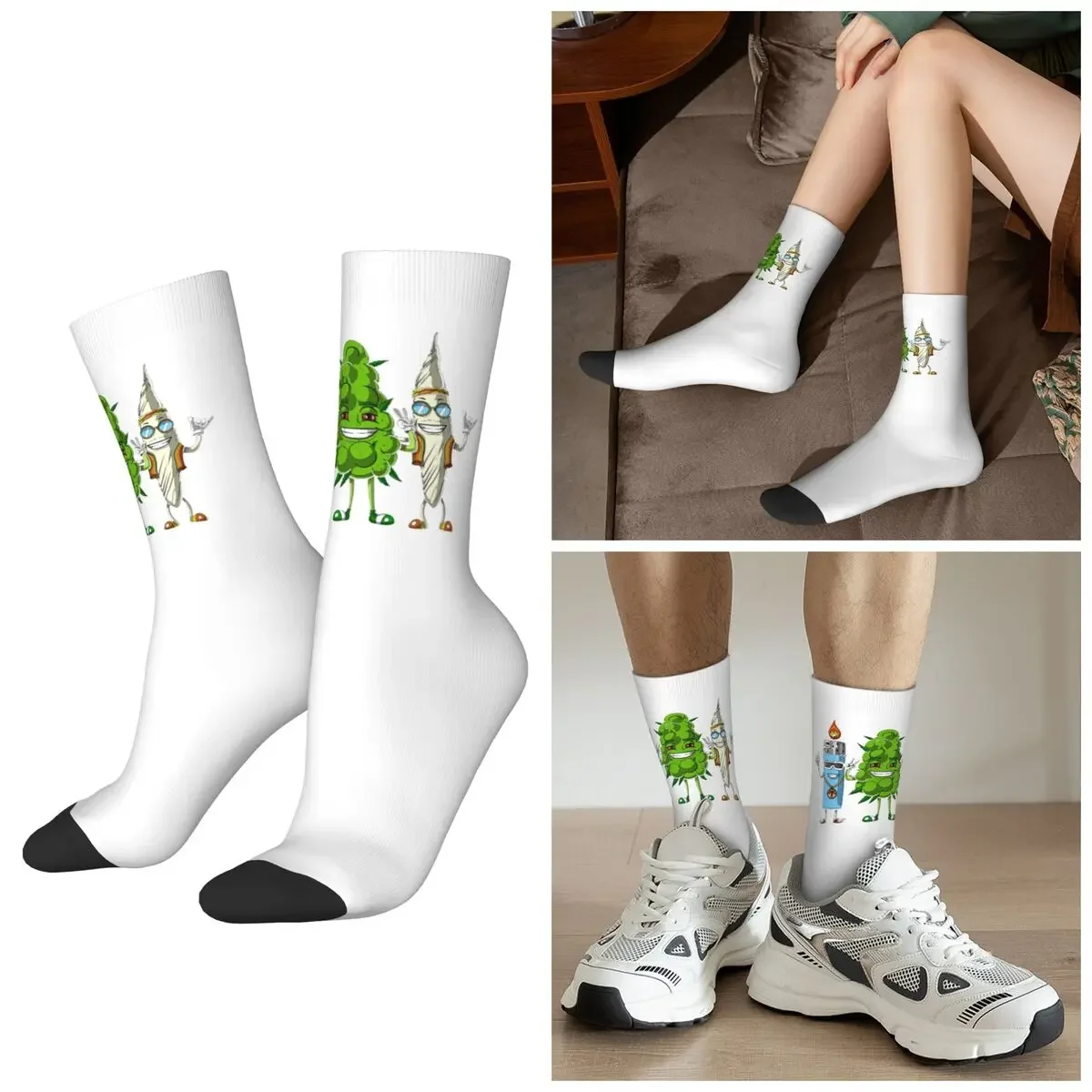 

All Seasons Weed Bud Joint Lighter Socks Harajuku Crew Socks Sweat Absorbing Stockings for Men Women Valentine's Day Gifts