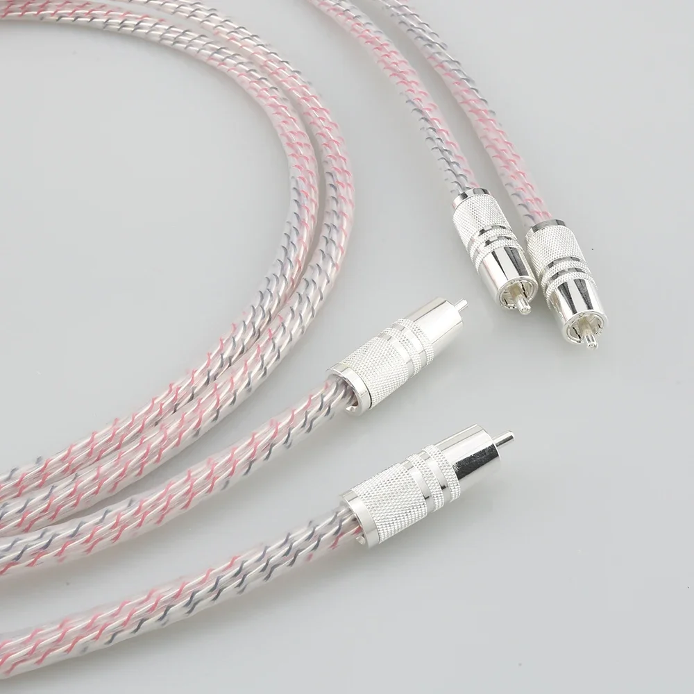 

Pair Valhalla Series 7N Silver Plated HIFI Stereo RCA Cable Hi-Fi Audio 2rca to 2rca Interconnet Cable