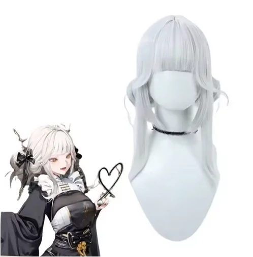 

wig Synthetic Hair Game NIKKE The Goddess of Victory Blanc Cosplay Wig 60cm Sliver White Color Wigs Heat Resistant Wig