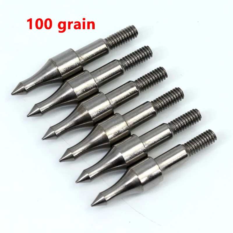 

6pc 100 Grain Target Arrow Head Arrow Tips Archery Point For Recurve Compound Bow Shooting Arrow Accessory