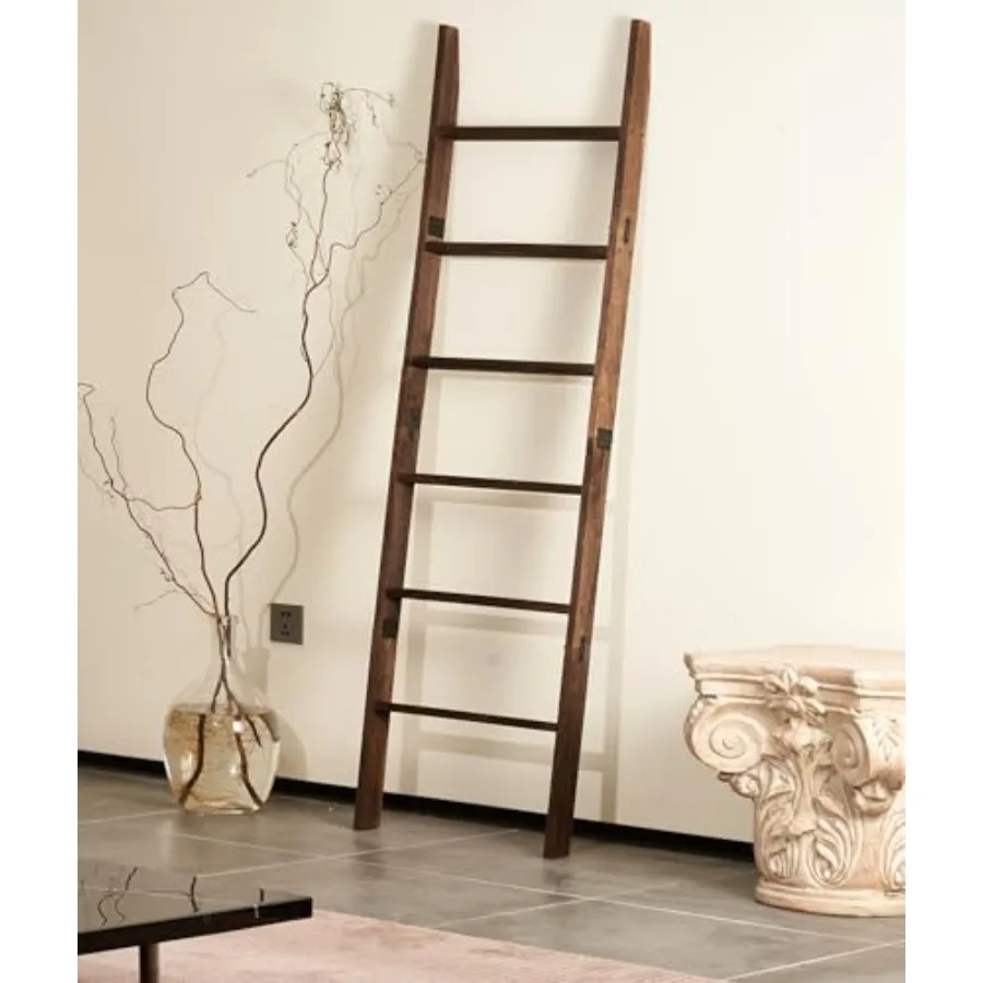 

Blanket Ladder for the Living Room 6-Tier, Wooden Decorative Quilt Holder for Bed room, Wall-Leaning Towel Rack for Bathroom Ru