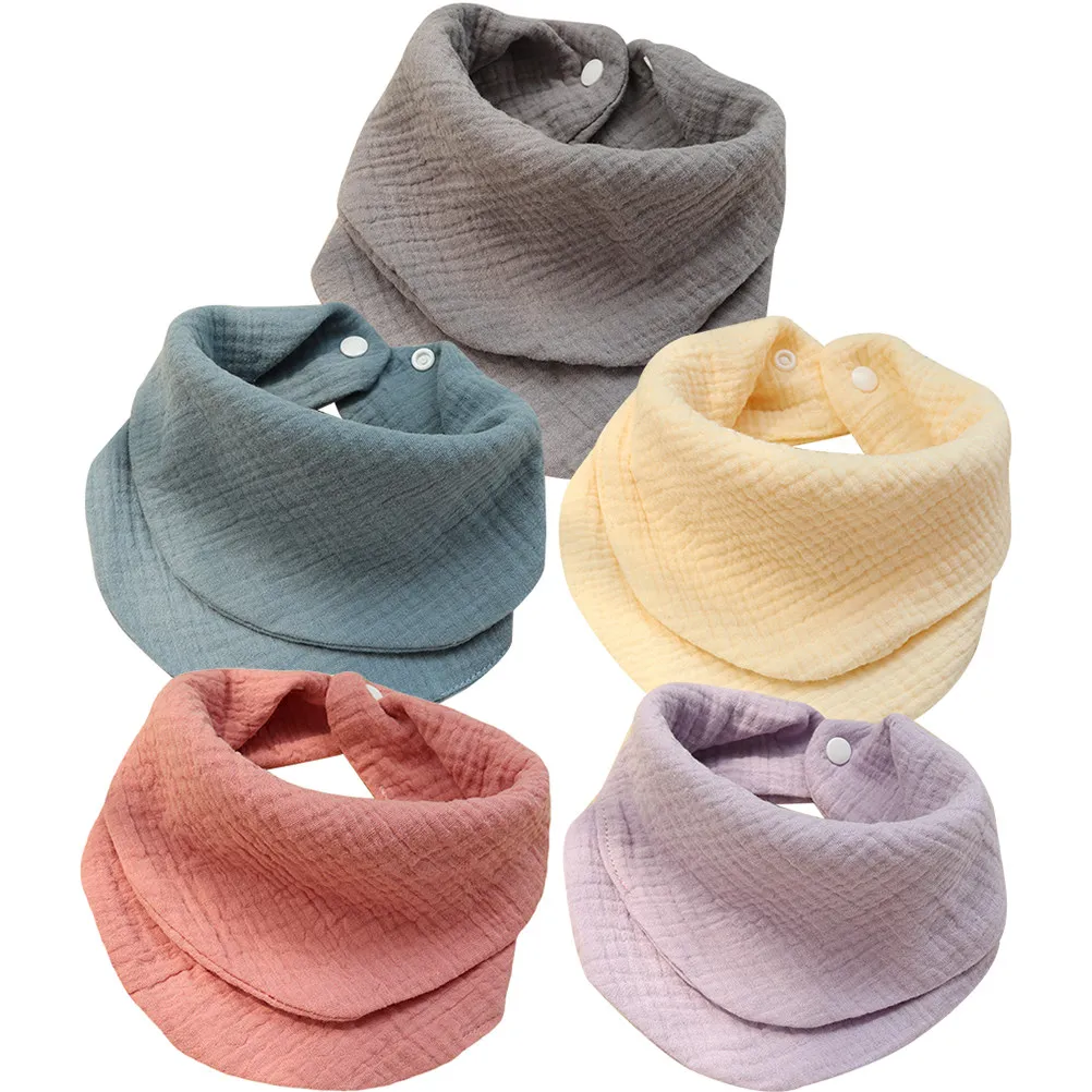 

5Pcs Baby Bibs Soft Cotton Bandana Bibs Washable Infant Saliva Wipes Drool Towels Feeding Time Protection