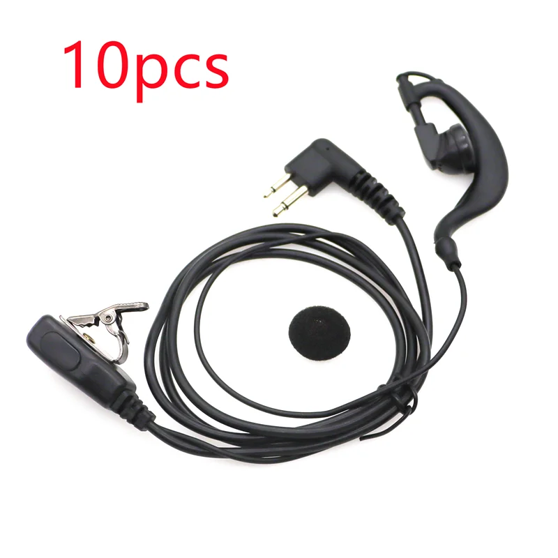 

1/5/10 шт. 2-контактный крючок для ушей PTT микрофон наушники гарнитура для Motorola GP88 GP300 GP2000 HYT TC-500 TC-518 TC-600 радиоприемопередатчик