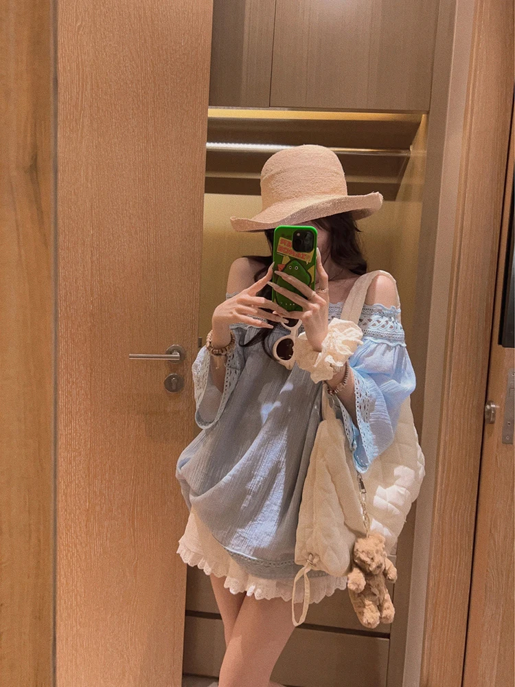 

Летний женский топ Yukiss с кружевной отделкой на плечах, свободного кроя, с возможностью индивидуального окрашивания, повседневный, удобный, модный