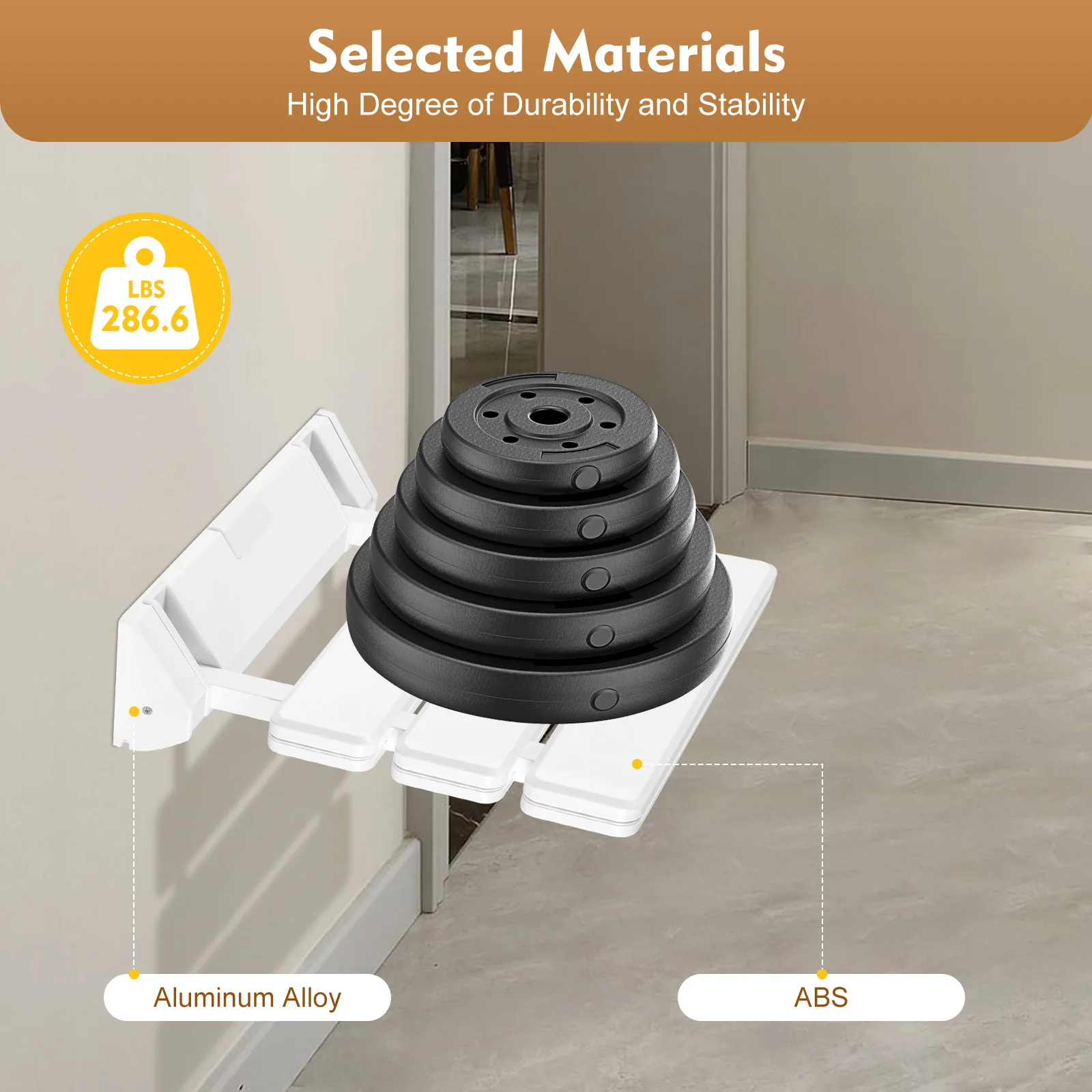 Metal Folding Shower Seat Wall Mounted, Waterproof Fold Down Shower Bench 130kg Max Load for Small Shower Spaces,White  image 5