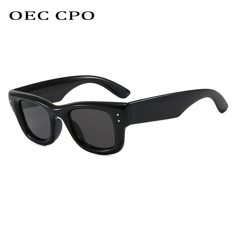 

OEC CPO New Punk Square Sunglasses Men Women Fashion Rivets Shades UV400 Black Sun Glasses Female Brand Designer Eyewear